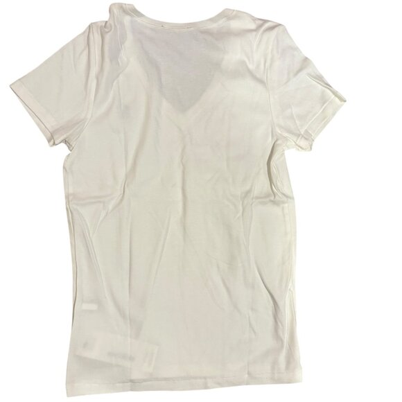 Polo Ralph Lauren Classic V-Neck T-Shirt – White with Purple Pony Logo - Picture 2 of 5